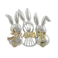 3 Silver Bunnies with Gold Bows Brooch Pin - FAP024 - Lilylin Designs