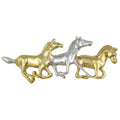 Gold and Silver Running Horses Brooch Pin - Lilylin Designs