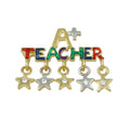 A+ Teacher with Crystal Star Charms Brooch Pin - Lilylin Designs
