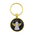 Gold keychain with an angel charm on a white background - Lilylin Designs