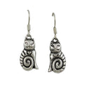 Antique Silver - tone Cat Dangling Pierced Earring - MEC140 - Lilylin Designs
