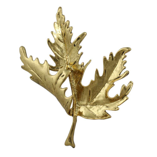 Antique gold maple leaf with curled leaf brooch pin - Lilylin Designs