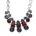 Antique Swirls with Red Simulated Turquoise Stones Necklace - Lilylin Designs