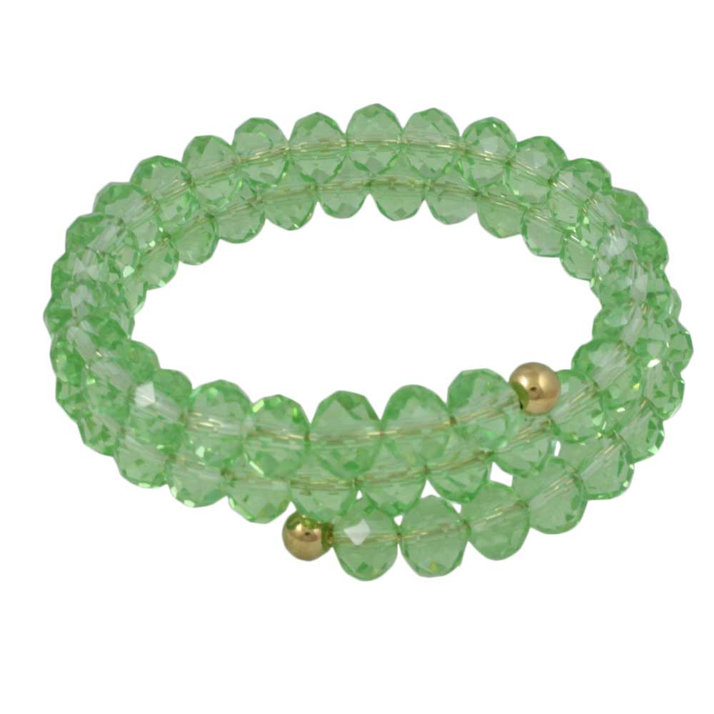 Lilylin Designs Green Beaded Wrap Bracelet with Gold Ball