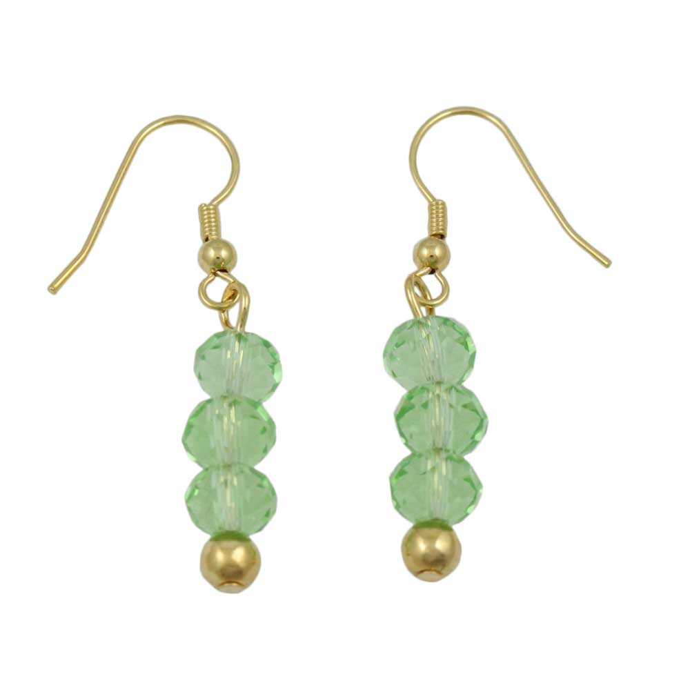 Green Bead Dangling Fishhook Pierced Earring - BG401GE - Lilylin Designs