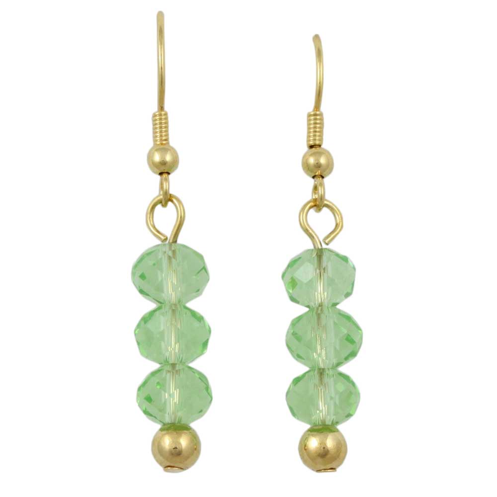 Lilylin Designs Green Bead Dangling Fishhook Pierced Earring