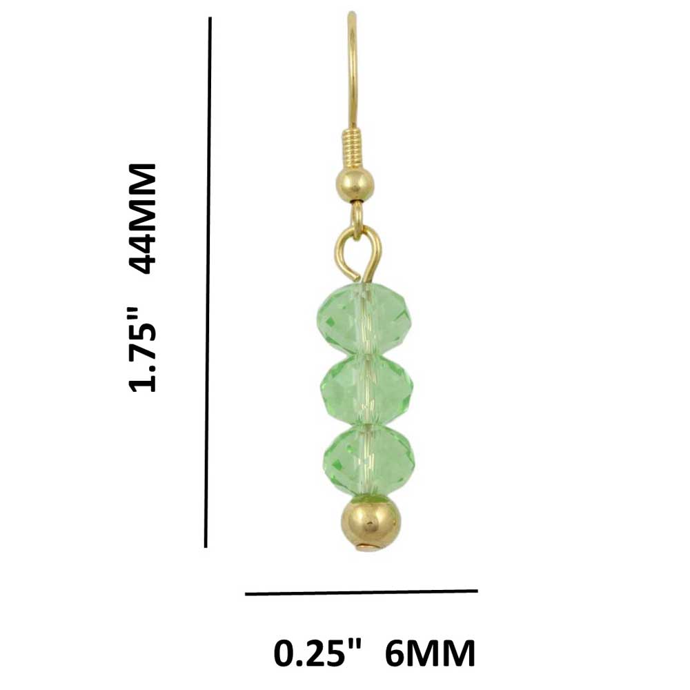 Green Bead Dangling Fishhook Pierced Earring - BG401GE - Lilylin Designs