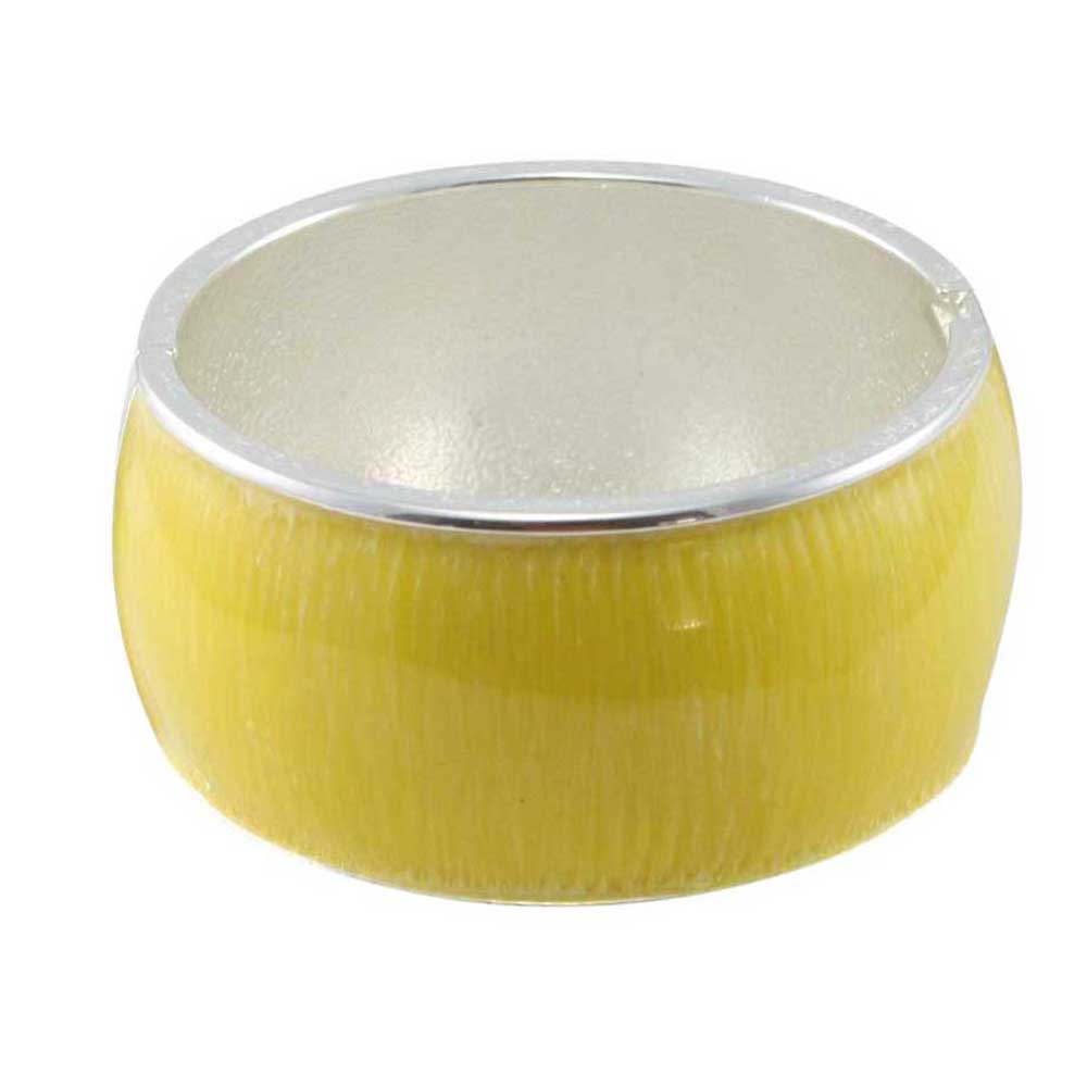 Lemon Yellow Striated Enamel Hinged Bangle - BG504 - Lilylin Designs