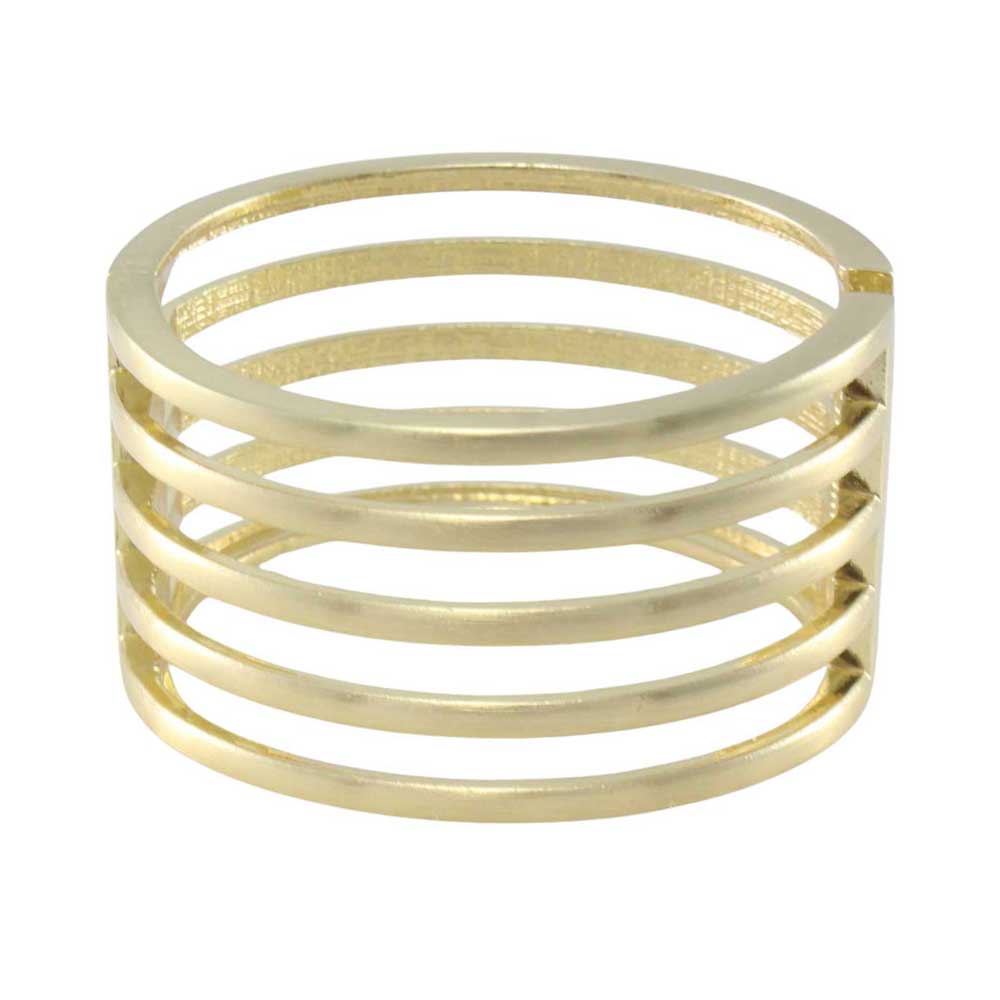 5 Row of Matte Gold Bars Hinged Bangle - BG505 - Lilylin Designs