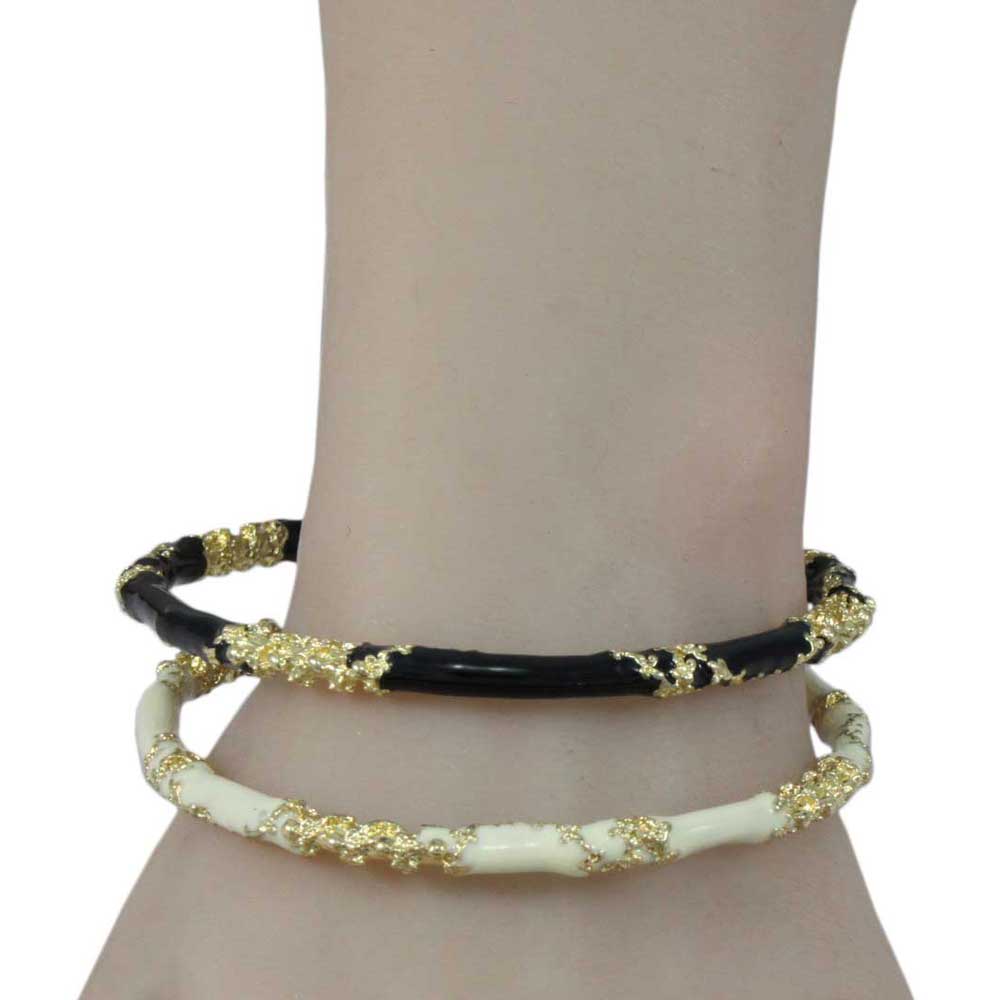 Asian Inspired Black or Cream Enamel Bangle - BG530 - Lilylin Designs