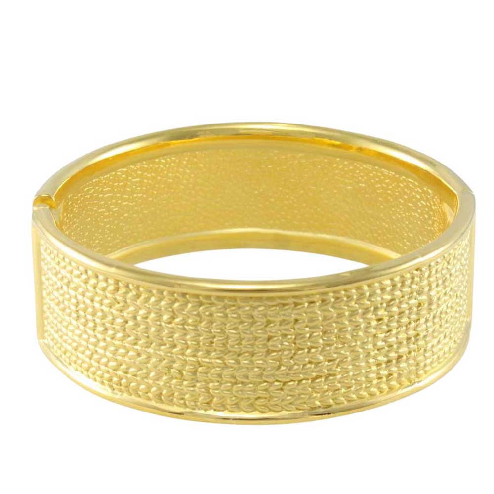Gold - plated Textured Hinged Bangle - BG720G - Lilylin Designs