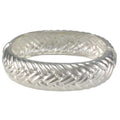 Matte and Shiny Silver - tone Braided Look Hinged Bangle - BG722MS - Lilylin Designs