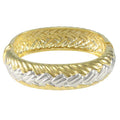 Gold and Silver Wide Braided Hinged Bangle - BG722T - Lilylin Designs