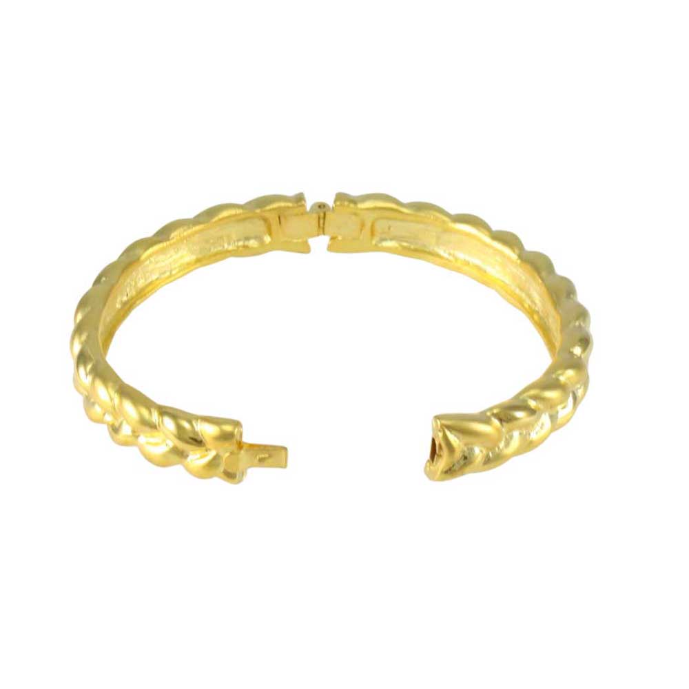 Gold - plated Narrow Braided Look Hinged Bangle - BG769M - Lilylin Designs