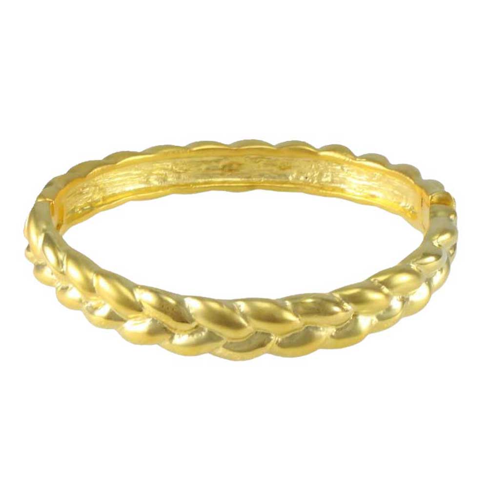 Gold - plated Narrow Braided Look Hinged Bangle - BG769M - Lilylin Designs