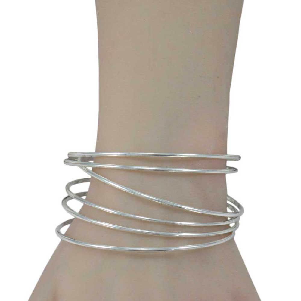 Silver - tone Stackable Skinny Slip On Bangles - Set of 6 - BG850S - Lilylin Designs