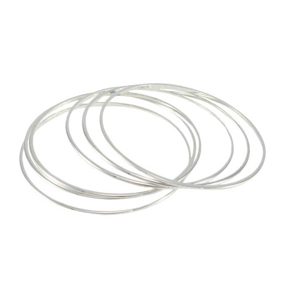 Silver - tone Stackable Skinny Slip On Bangles - Set of 6 - BG850S - Lilylin Designs