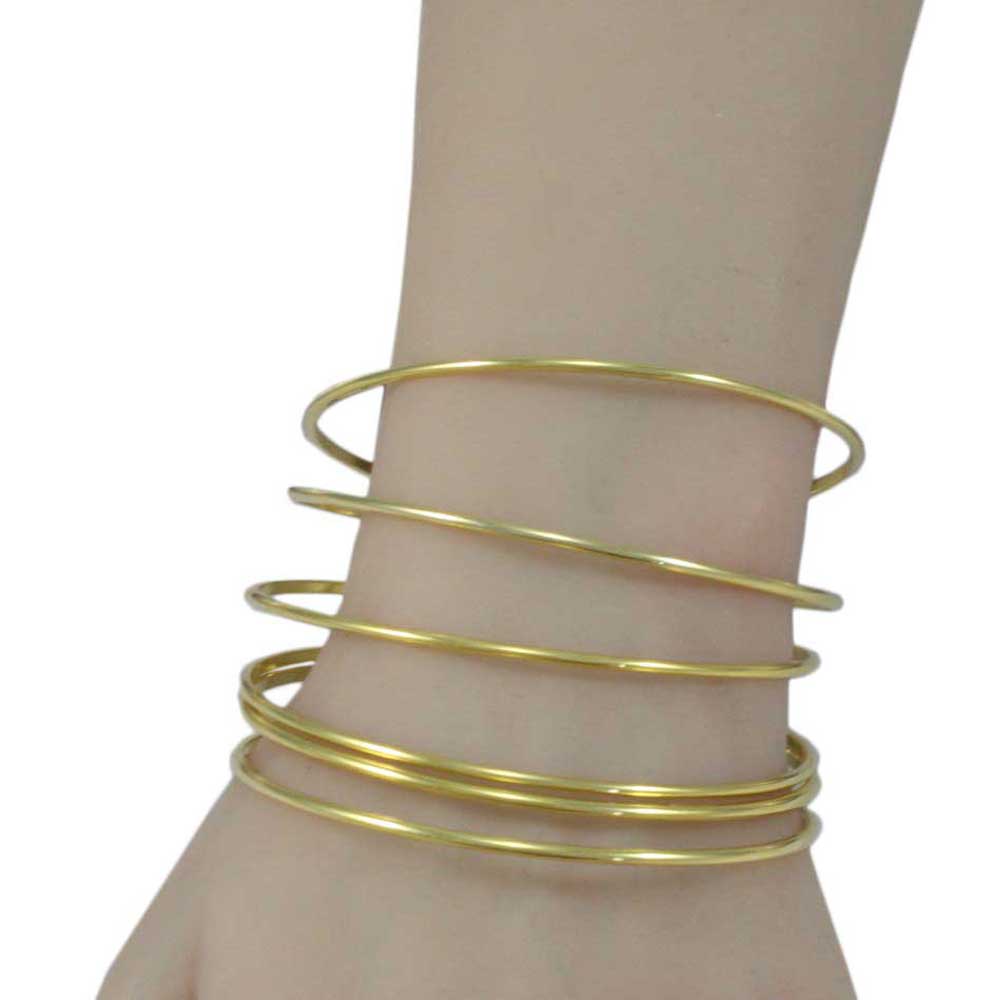Gold - Plated Stackable Skinny Slip On Bangles - Set of 6 - BG851S - Lilylin Designs