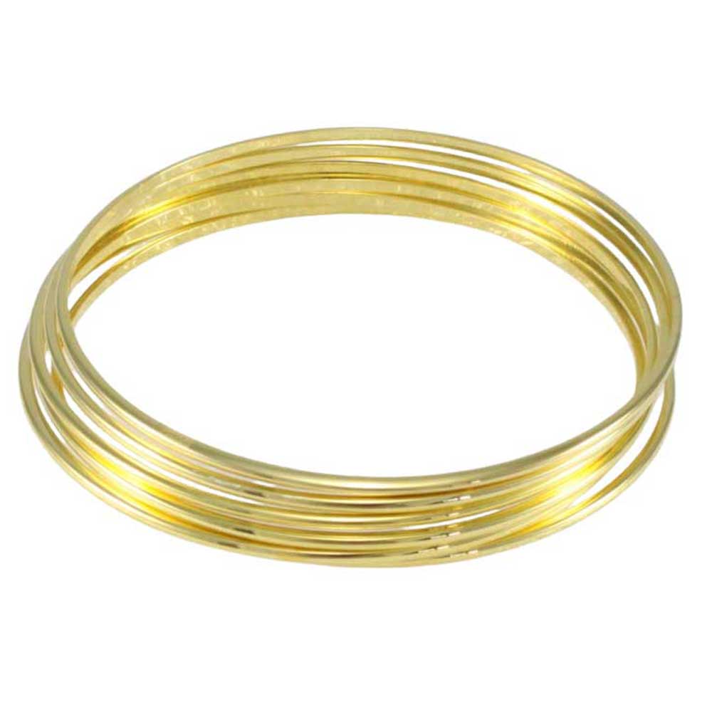Gold - Plated Stackable Skinny Slip On Bangles - Set of 6 - BG851S - Lilylin Designs