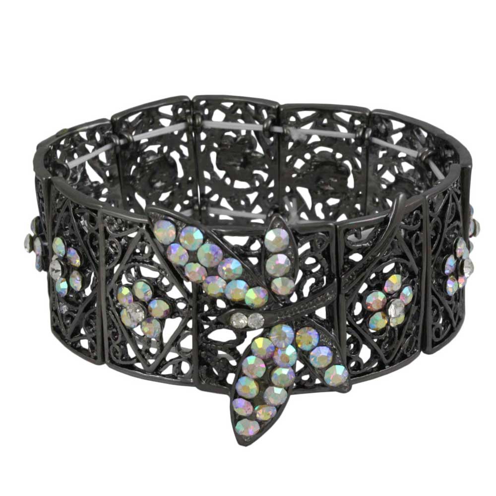 Crystal Dragonfly Stretch Bracelet - BGR441AB - Lilylin Designs