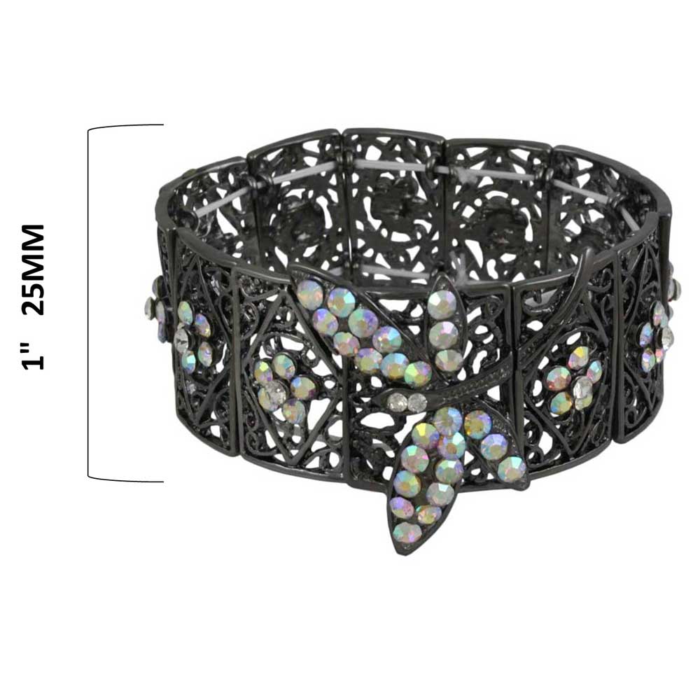 Crystal Dragonfly Stretch Bracelet - BGR441AB - Lilylin Designs