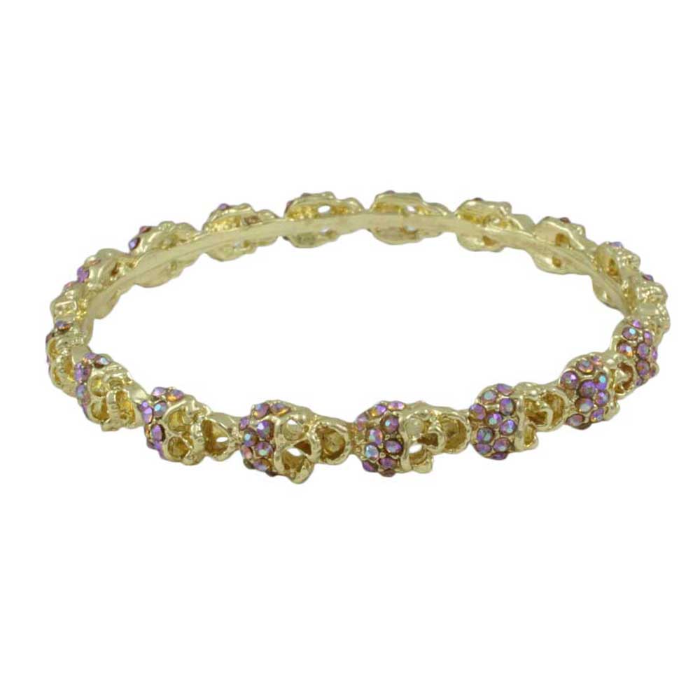 Bangle with Gold Ring of Aurora Borealis Crystal Skulls - BGR507 - Lilylin Designs