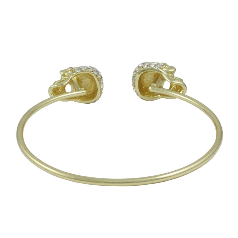 Large Crystal Skulls Thin Gold - tone Bangle - BGR509 - Lilylin Designs