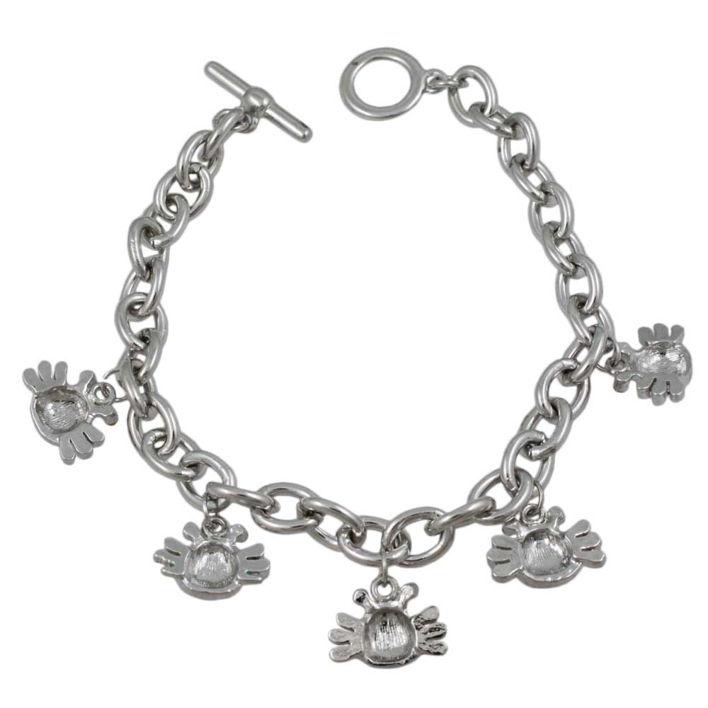 Enamel Crabs Charm Bracelet with Silver - tone Links - BT600 - Lilylin Designs