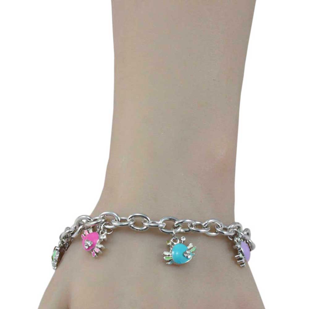 Enamel Crabs Charm Bracelet with Silver - tone Links - BT600 - Lilylin Designs