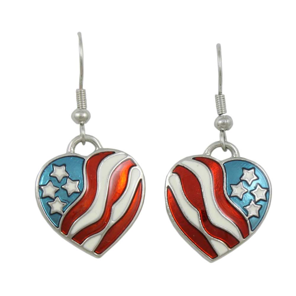 Lilylin Designs Patriotic Red White Blue Heart Dangling Pierced Earring