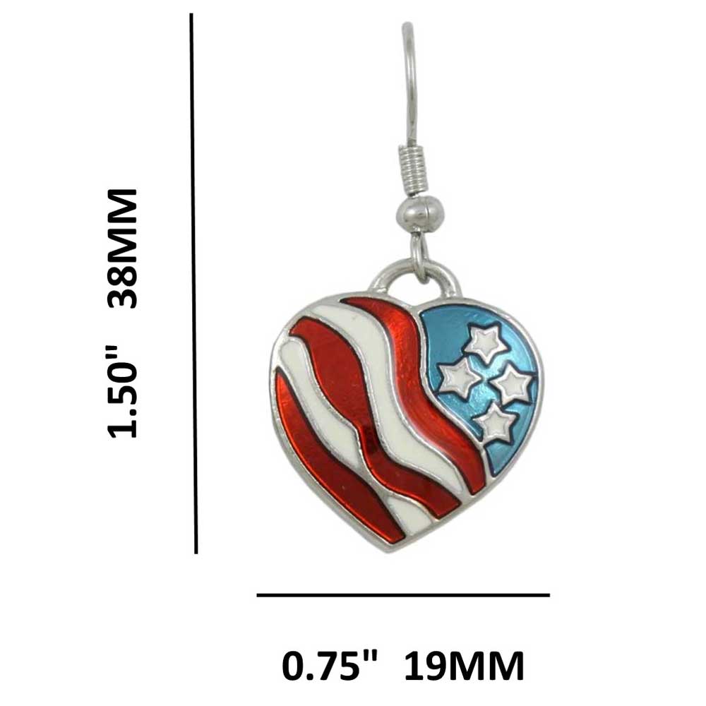 Patriotic Red White Blue Heart Dangling Pierced Earring - BT701E - Lilylin Designs