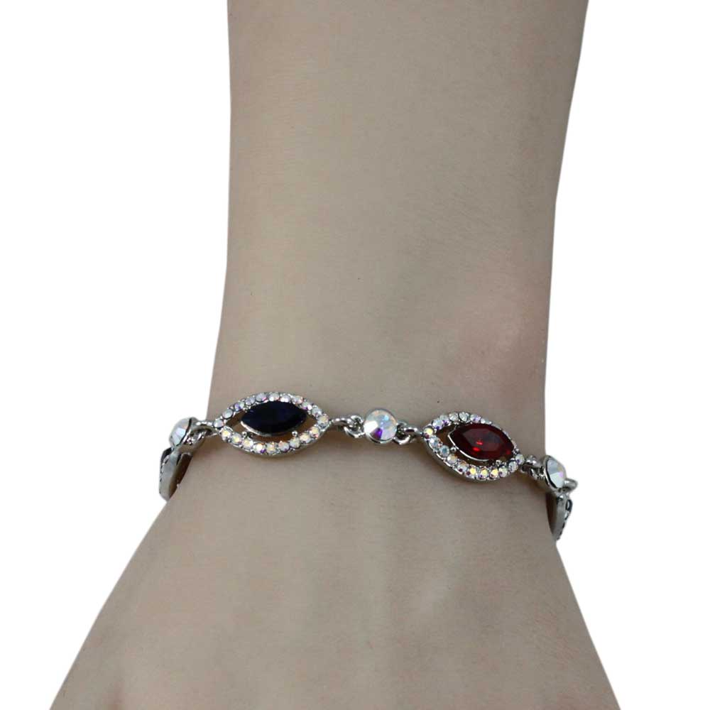 Red and Blue Marquise Crystals Bracelet - BTS502 - Lilylin Designs