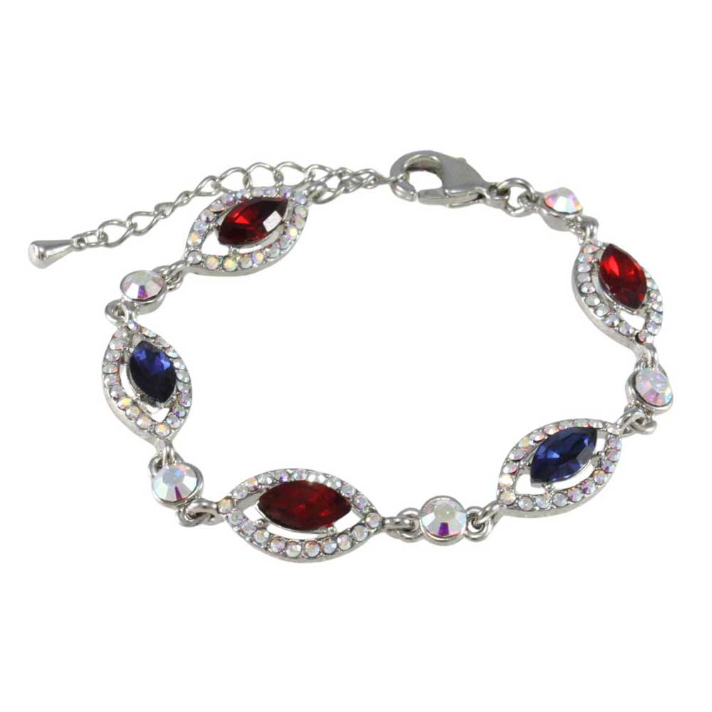 Red and Blue Marquise Crystals Bracelet - BTS502 - Lilylin Designs