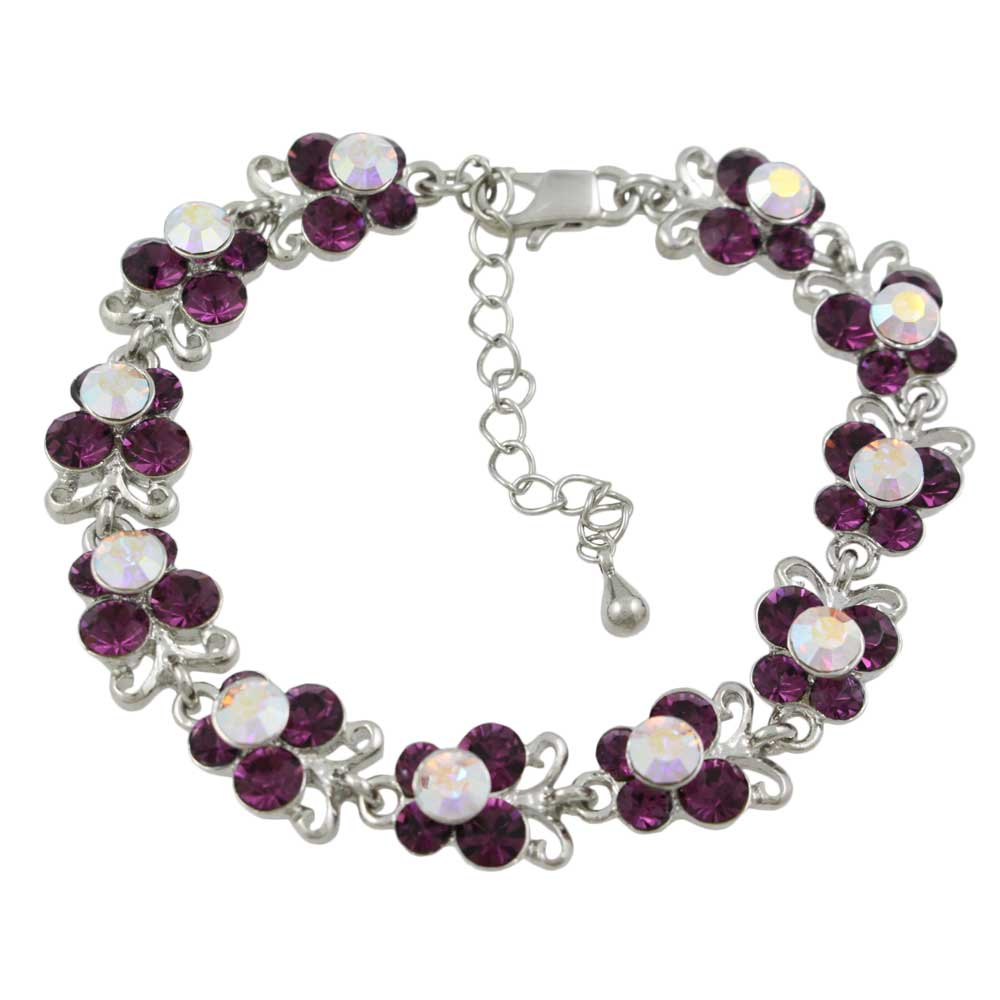 Lilylin Designs Purple and AB Chain of Crystal Butterflies Bracelet