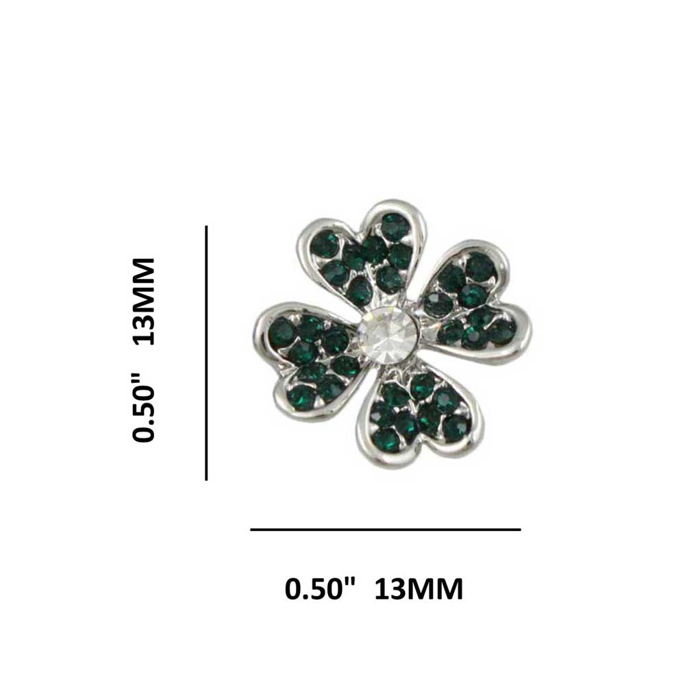 Emerald Green Crystal 4 Leaf Clover Pierced Earring - BTS603E - Lilylin Designs