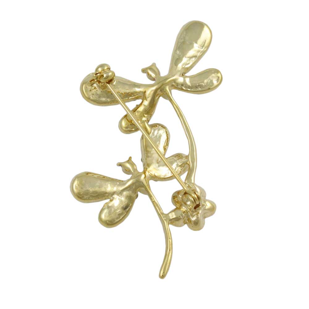 Back view of Clear Crystal Dragonflies with Daisy Brooch Pin - Lilylin Designs