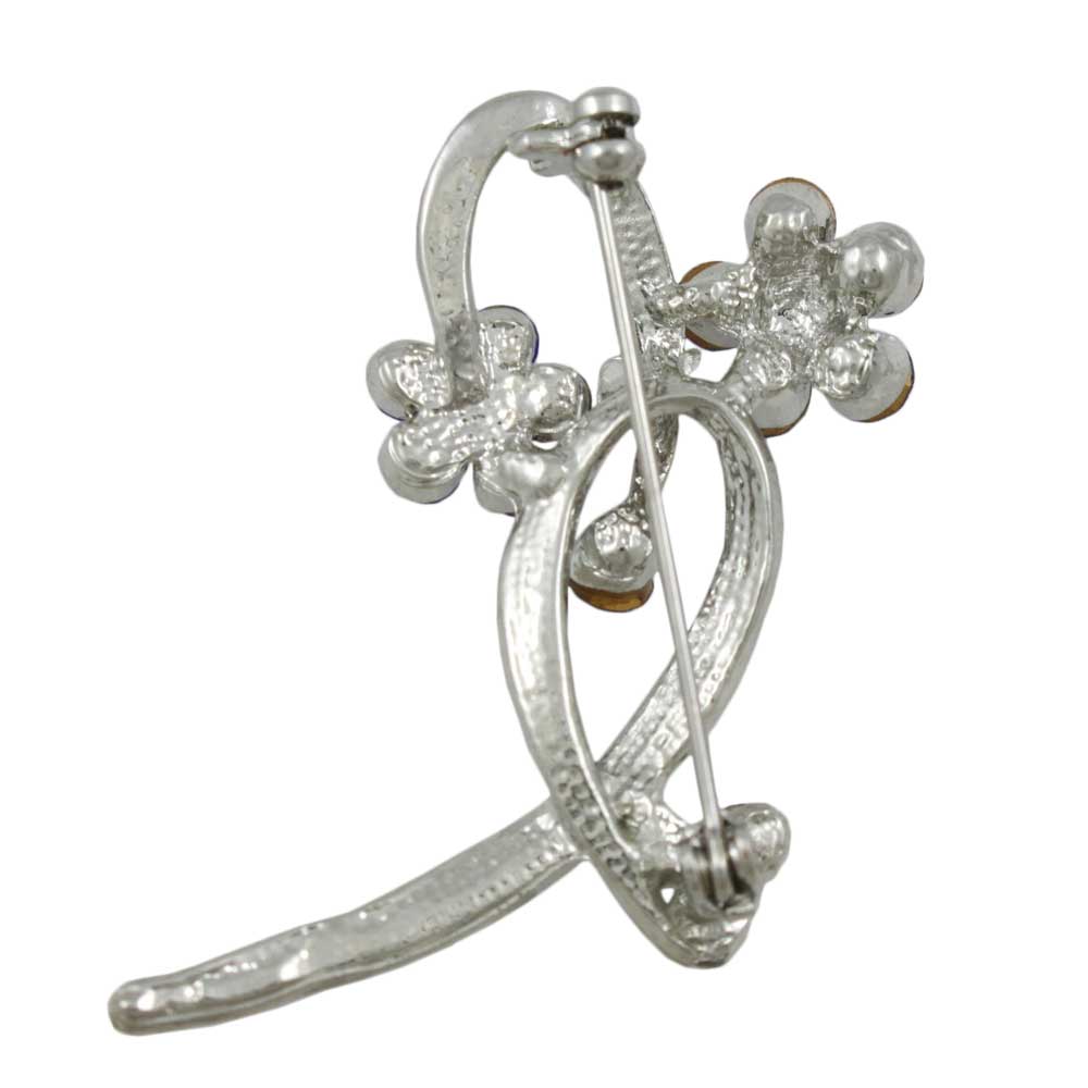 Back view of Cobalt Blue Crystal Daisies on a Loop Brooch Pin - Lilylin Designs