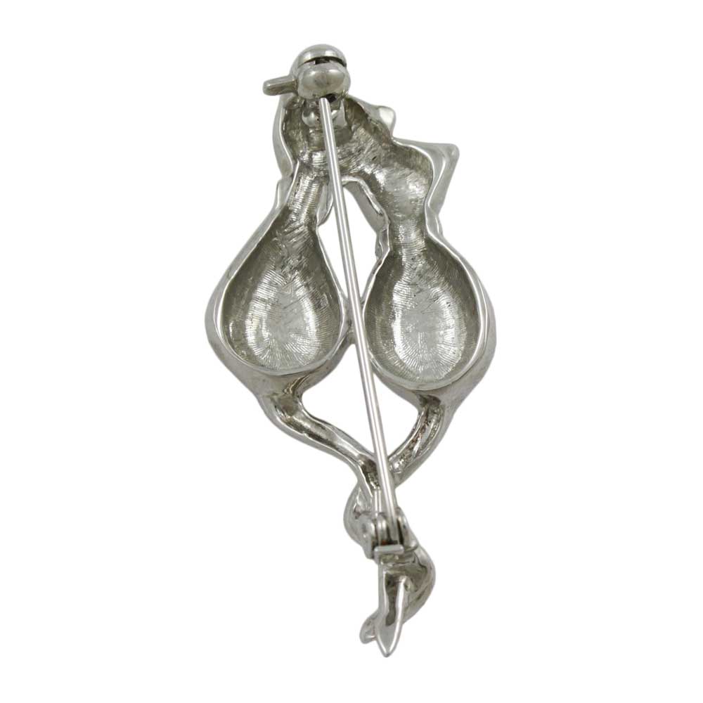 Back view of Silver Loving Cats with Entwined Tails Brooch Pin - Lilylin Designs