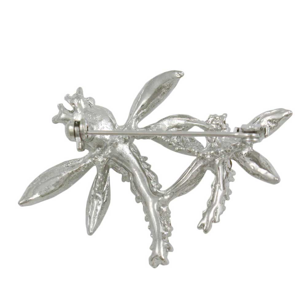 Back view of Dark and Light Green Crystal Dragonflies Brooch Pin - Lilylin Designs