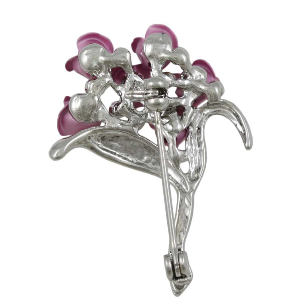 Back view of Bouquet of Lavender Rose Buds with Crystals Flower Pin - Lilylin Designs