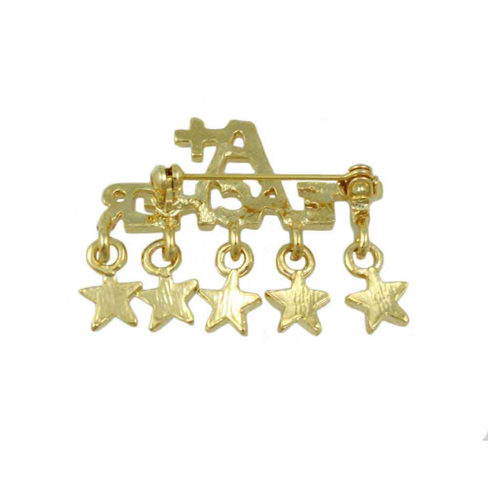 Back view of A+ Teacher with Dangling Crystal Star Charms Brooch Pin- Lilylin Designs