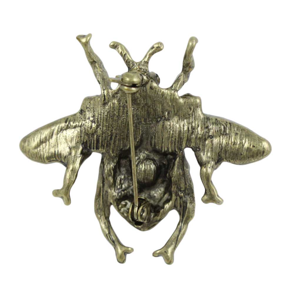 Back view of Antique brown crystal fly brooch pin - Lilylin Designs