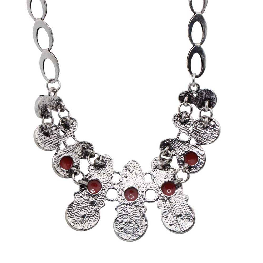 Back view of Antique swirls with red stone necklace - Lilylin Designs