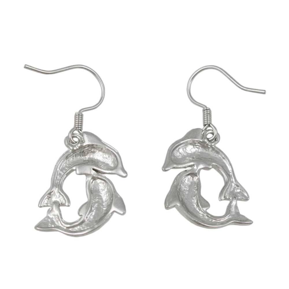 Back view of Black and White Enamel Yin Yang Dolphins Pierced Earring - Lilylin Designs