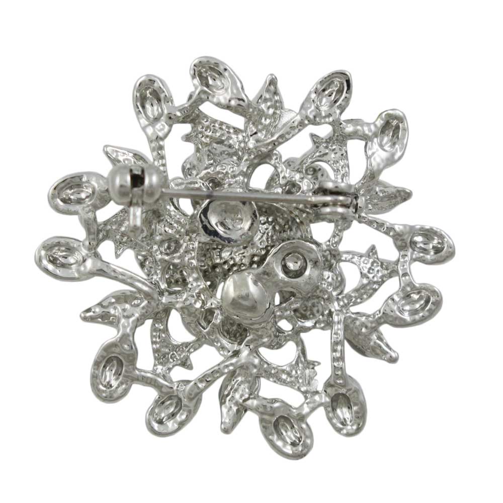 Back view of Gray with Blue Flower and Leaves Daisy Brooch Pin - Lilylin Designs