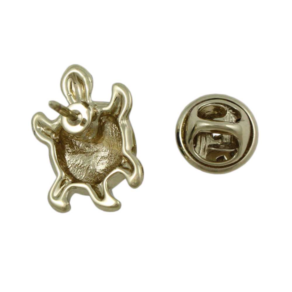 Back view of Tiny Blue and Green Enamel Turtle Lapel Tac Pin - Lilylin Designs