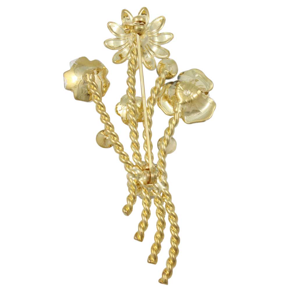 Back view of Light Gray Enamel Flowers Bouquet Brooch Pin - Lilylin Designs