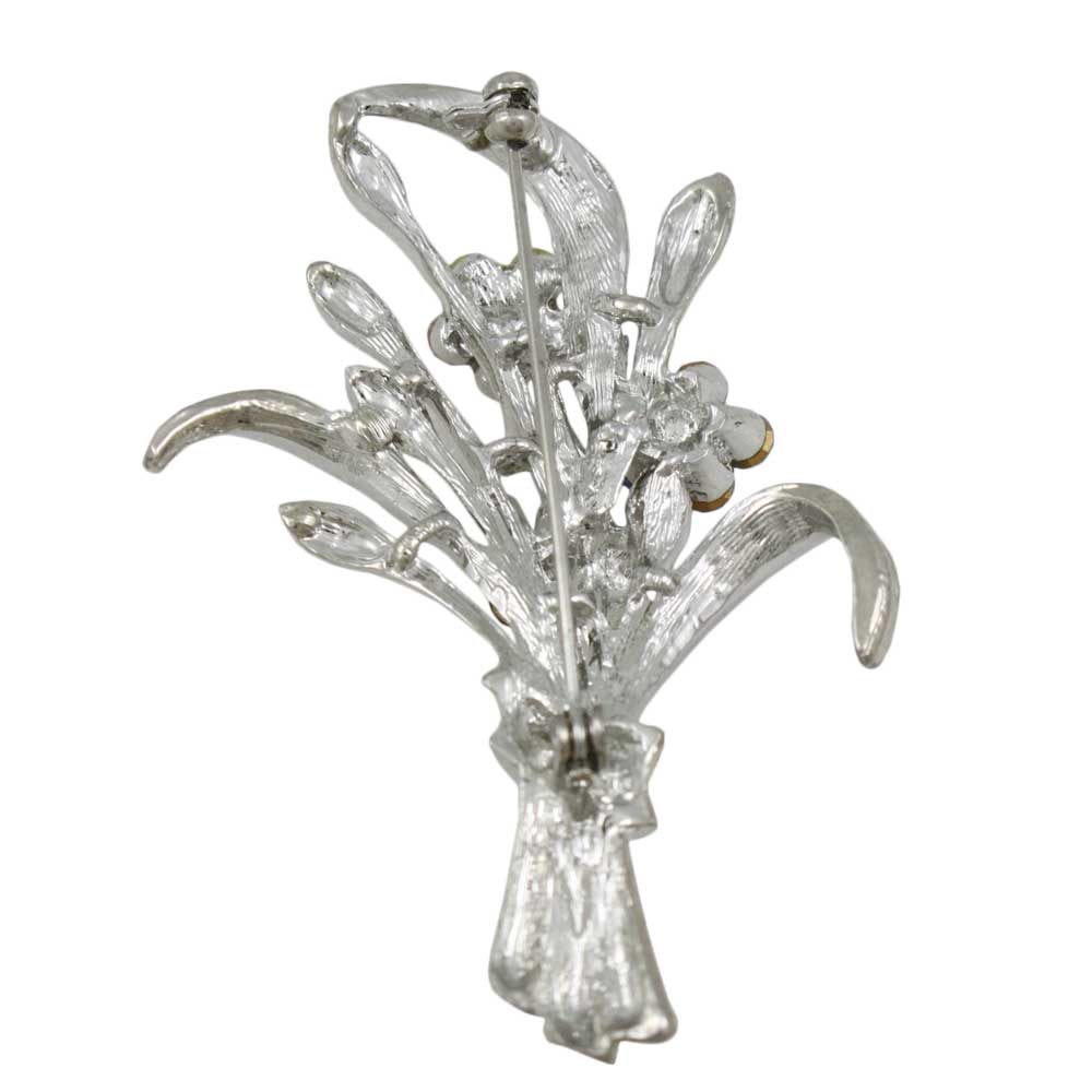 Back view Bouquet of Crystal Daisies Flower Brooch Pin - Lilylin Designs