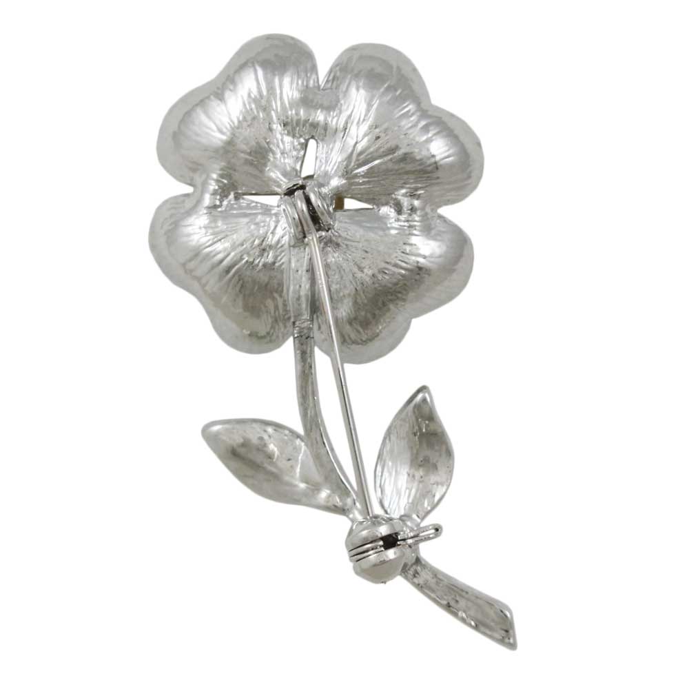 Back view of Brown Sunflower with Crystal Leaves Brooch Pin - Lilylin Designs