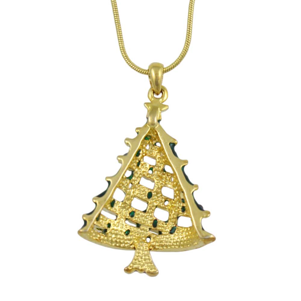 Back view of Crystal Christmas Tree Pendant with Gold Chain - Lilylin Designs